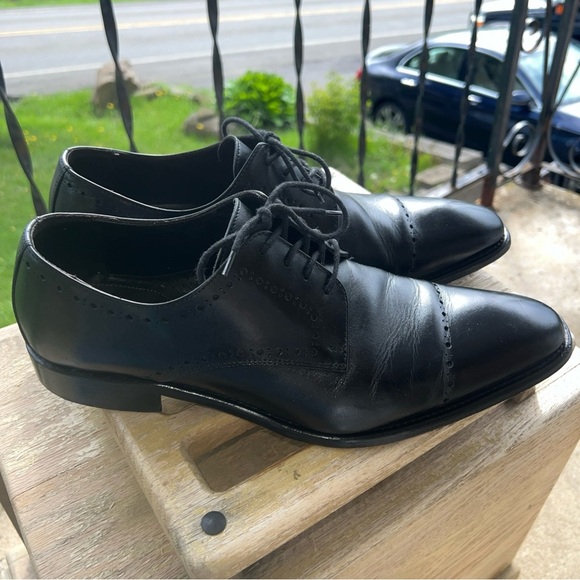 Johnston & Murphy Men's Leather Black Cap Toe Size 10M 24-2941 Made In Italy - Picture 6 of 12